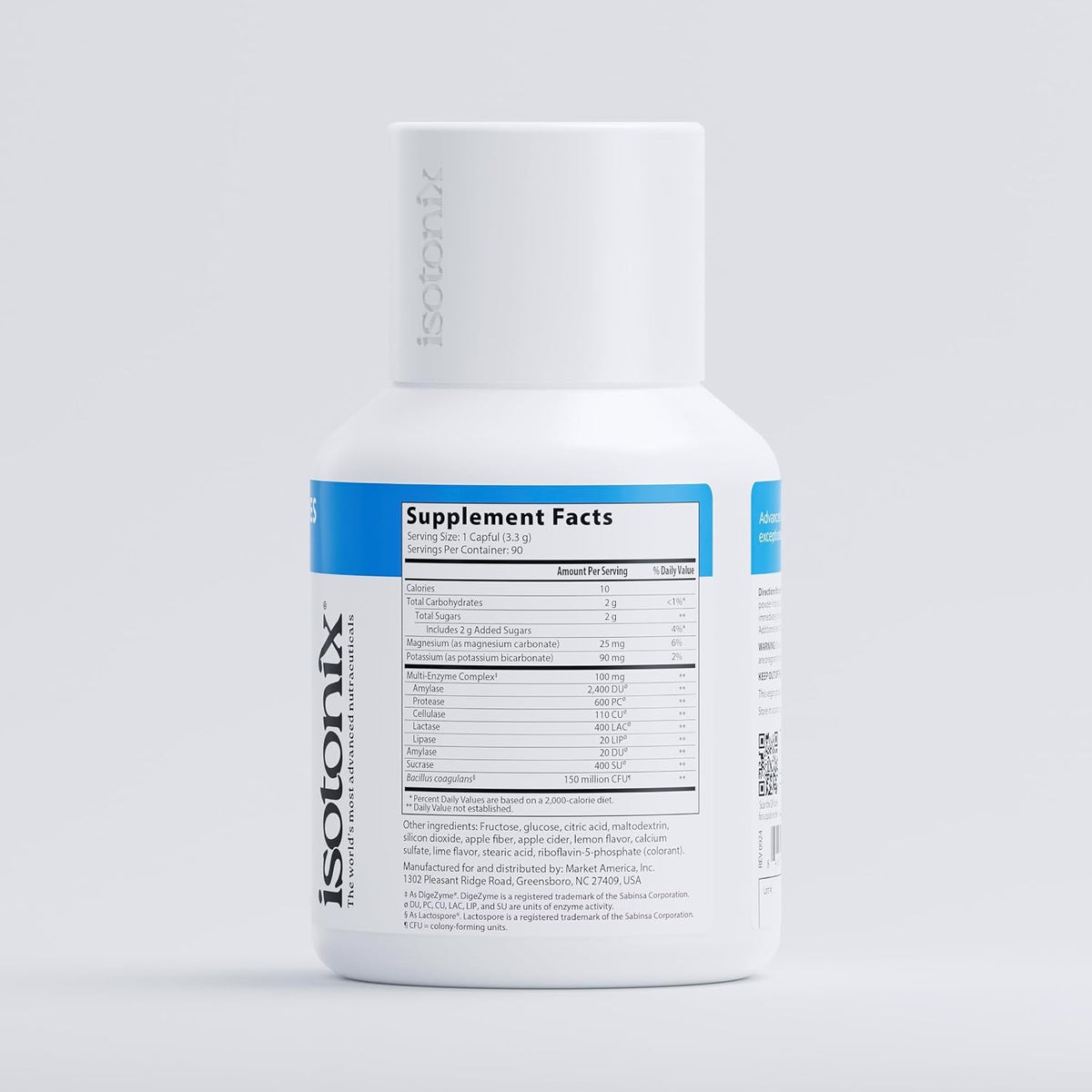 Isotonix Digestive Enzymes with Probiotics - DigeZyme Multi-Enzyme Complex & LactoSpore Bacillus coagulans, Vegan Isotonic Powder, 90 Servings