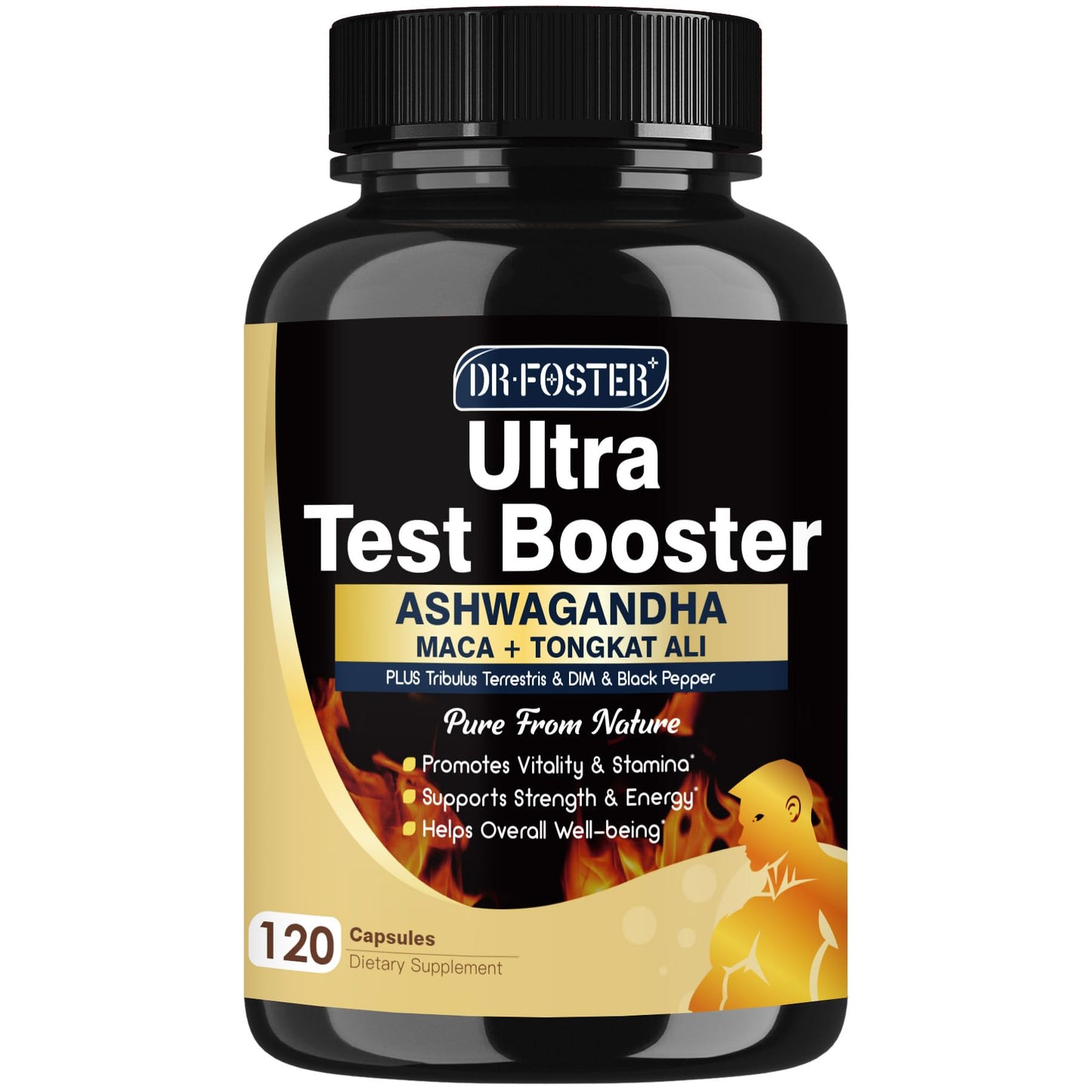 DRFOSTER Testosterone Booster for Men, Ultra Testosterone Formula 600mg Ashwagandha, Tongkat Ali & Maca - 120 Capsules