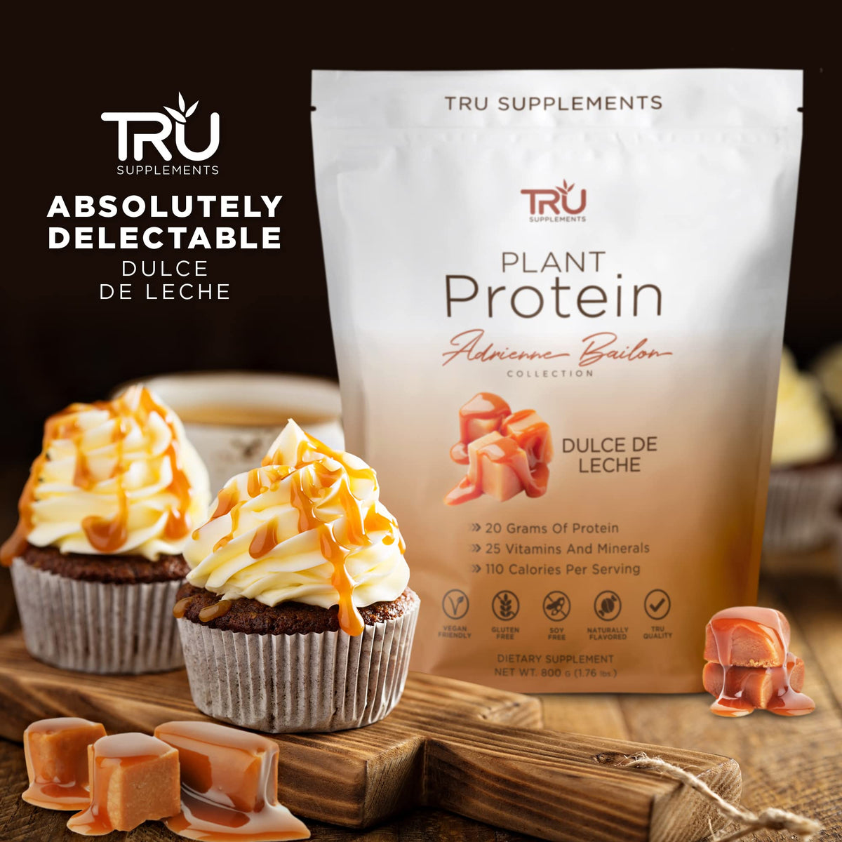 TRU Plant Based Protein Powder, BCAA, EAA, 20g Vegan Protein, 100 Calories, 27 Vitamins