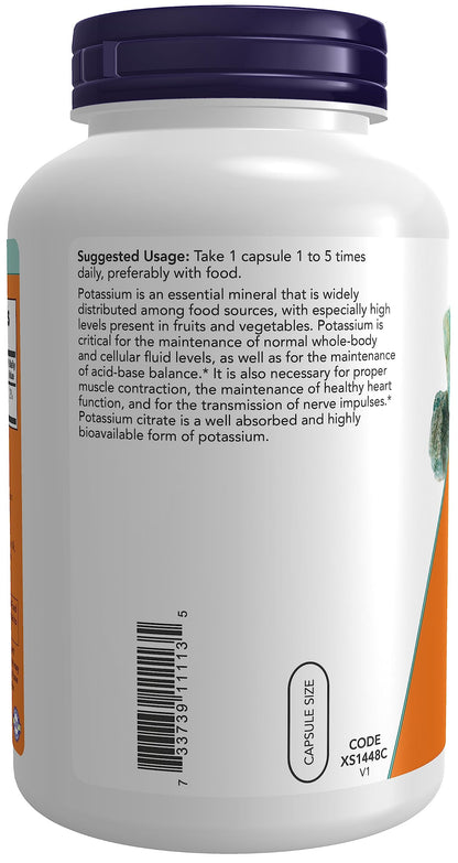 NOW Potassium Citrate 99 mg,180 Capsules