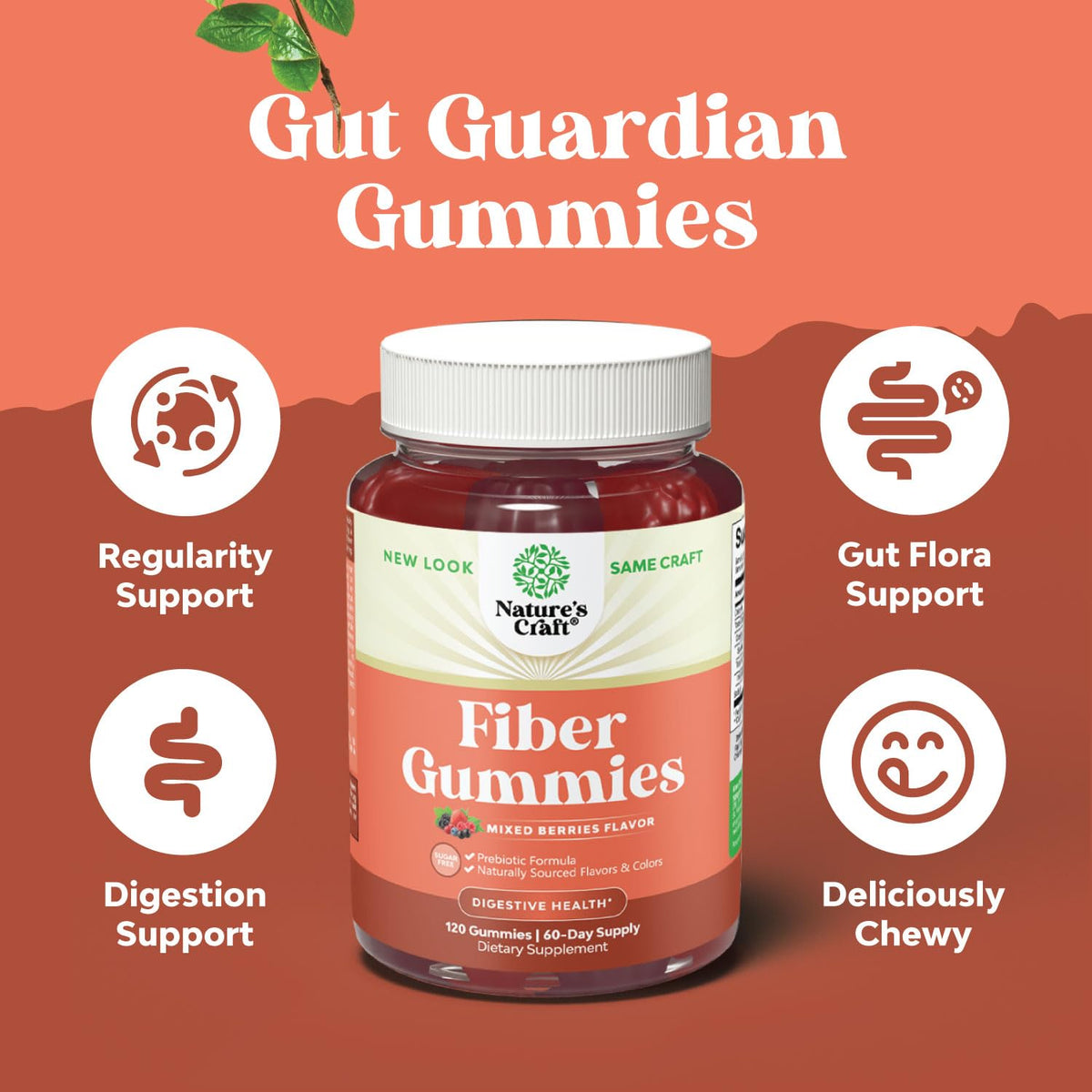 Sugar Free Fiber Gummies for Adults - High Fiber Supplement Gummies Vitamins for Adults