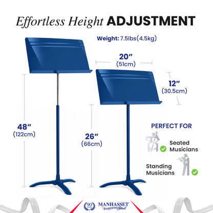 Manhasset Music Stand for Sheet Music - 48 Symphony Model - Long Lasting, Durable Manhasset Stand - Adjustable Height - 26" to 48" - Made in the USA