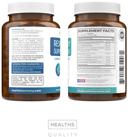 Respiratory Lung Health Supplement - Invigorating Lung Support Supplement Helps Support Clear Airways Mucus Removal and Seasonal or Year Round Detox - Vegan Herbal Non-GMO Formula (2 Months Supply)