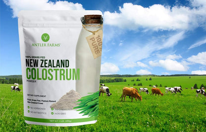 Antler Farms 100% Pure New Zealand Colostrum, 30 Servings, 1 lb - Grass Fed, Pasture Raised, Clean Sourced, Cold Processed, Undiluted, High IgG Content | 100% Pure, Pasture Raised, Clean Sourced, Super Potent, Cold Processed, Undiluted, 20-25% IgG Content
