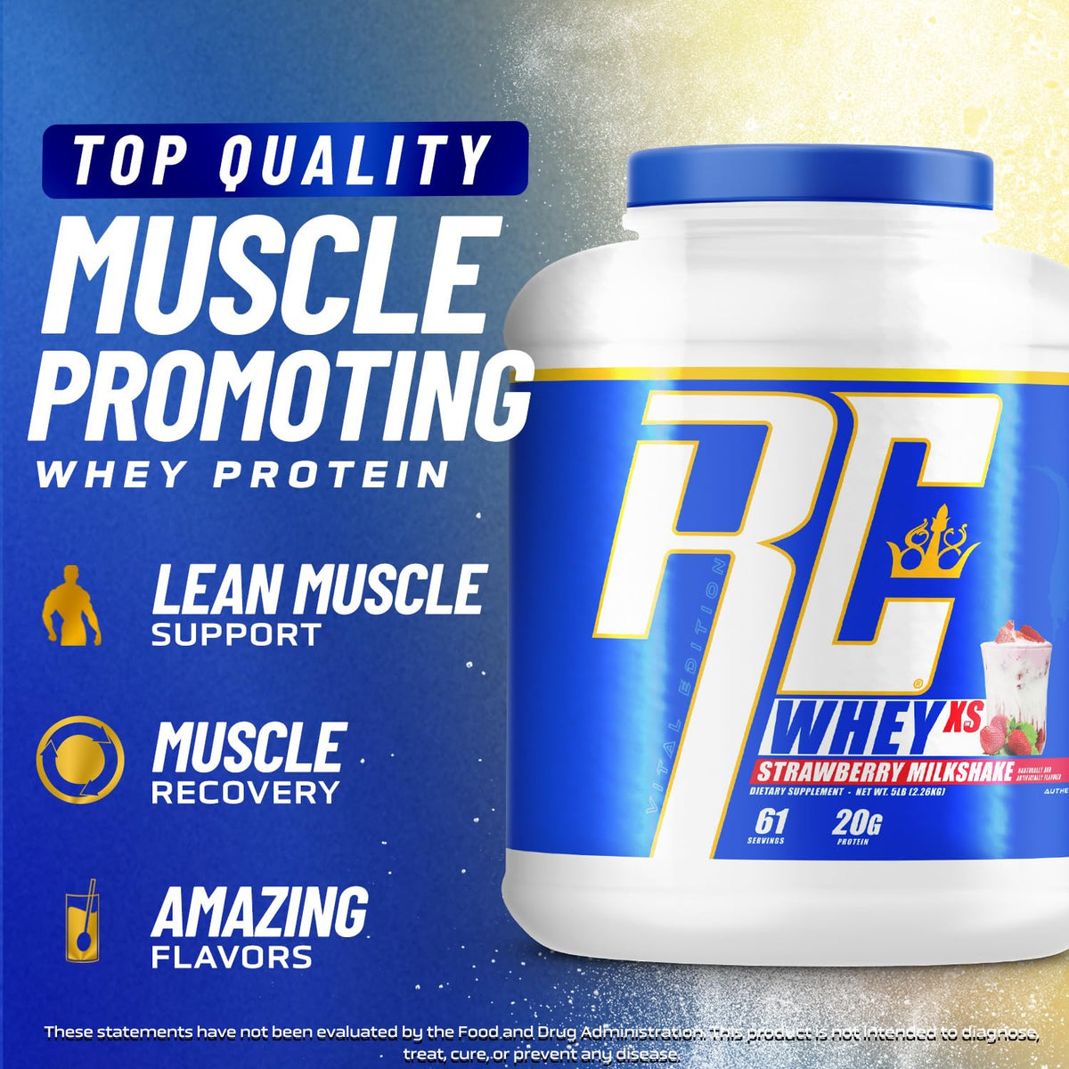 Ronnie Coleman Signature Series Whey XS Protein Powder, Pre Workout Shake Mix