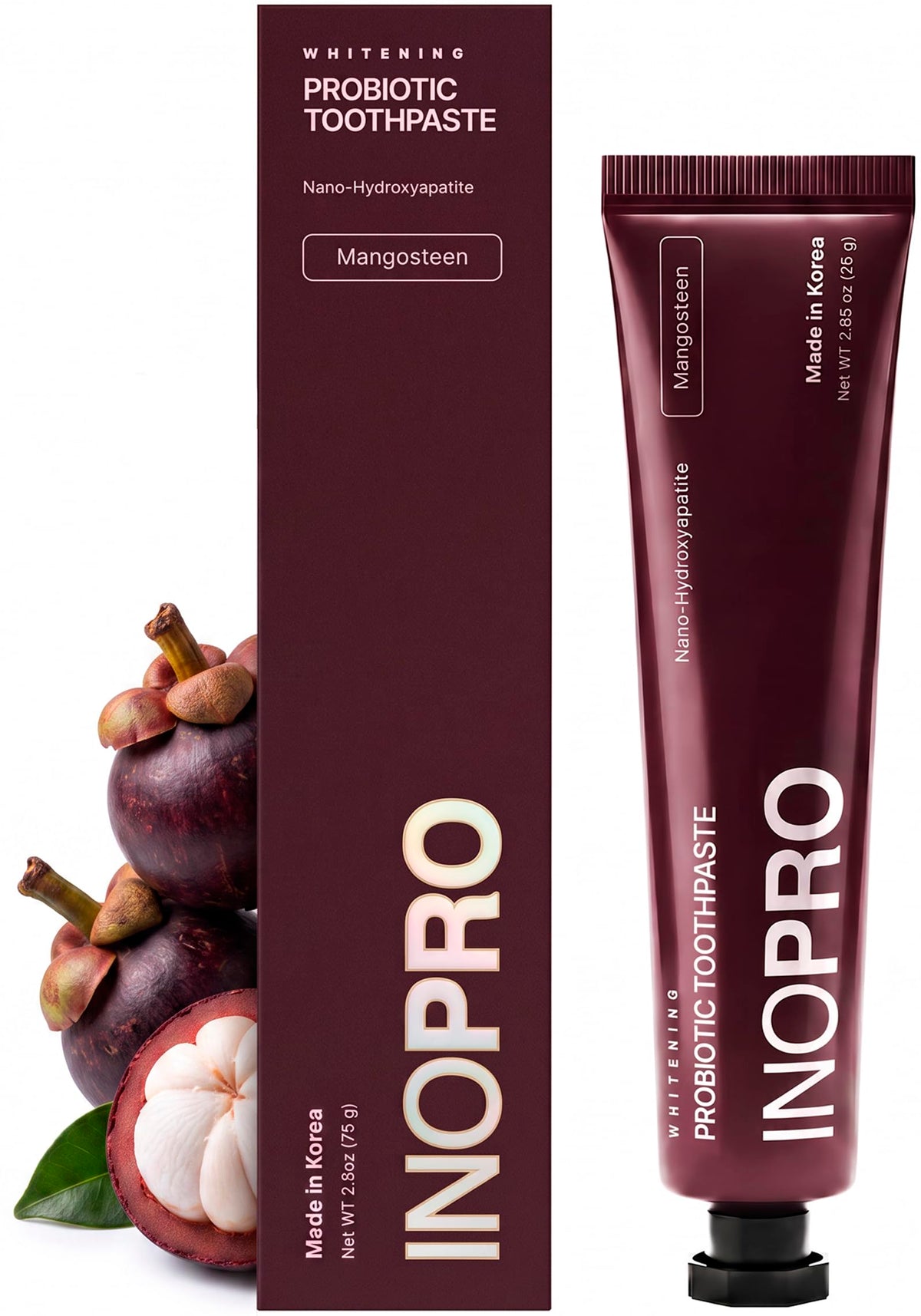 INOPRO Whitening Hydroxyapatite Toothpaste with Probiotic for Sensitive Teeth, Fluoride Free Enamel Support Toothpaste, SLS Free, Baking Soda, Coconut Oil, 5oz