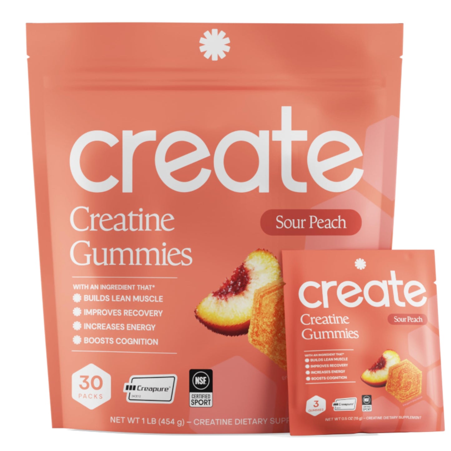 Create Creatine Gummies – Single-Serve Packs – 30ct – Variety Pack | NSF Certified for Sport – Made with Creatine Monohydrate, Vegan & Gluten-Free, Anti-Melting Formula, 3 Gummies per Pack