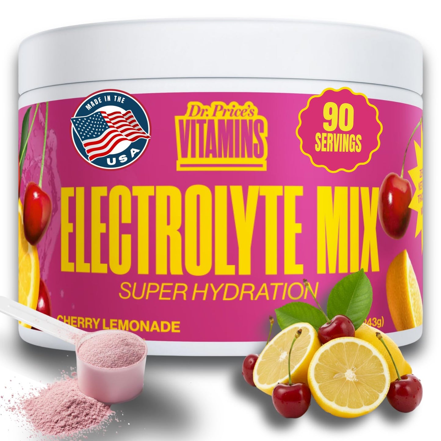 Dr. Price's Vitamins Electrolytes Powder Packets, Lemon Lime, 30 Pack | Electrolyte Mix, Hydration, No Sugar, Sodium, Potassium & 72+ Trace Minerals, Keto Friendly, Made in USA, Doctor-Formulated