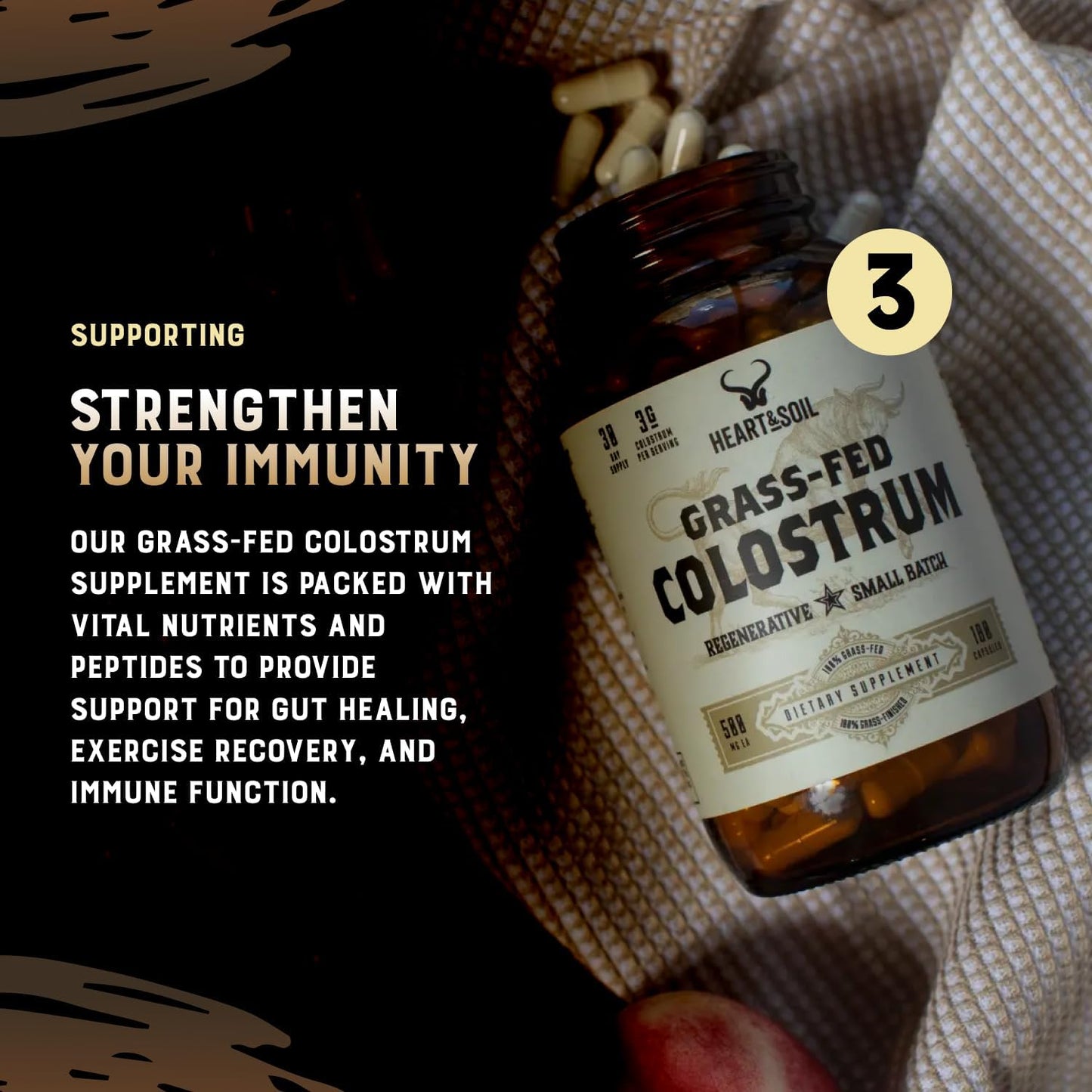 Immune Support Stack – Includes Histamine & Immune Supplement, Bone Marrow & Liver, Grass-Fed Colostrum for Digestive Health, Gut Balance, and Overall Wellness