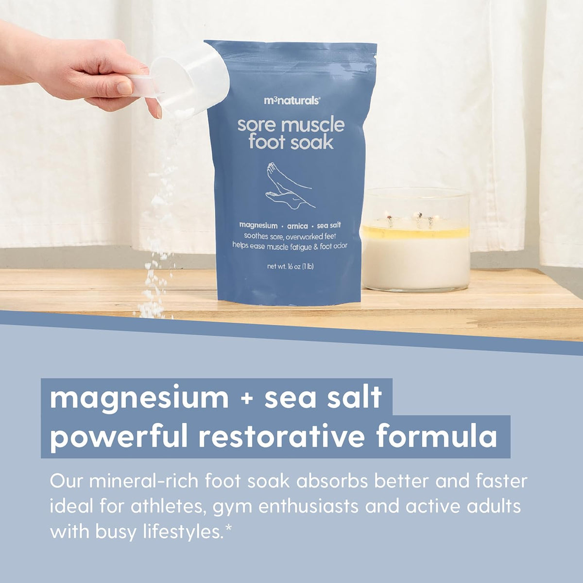 Sore Muscle Foot Soak with Arnica, Eucalyptus & Peppermint,16 oz by M3