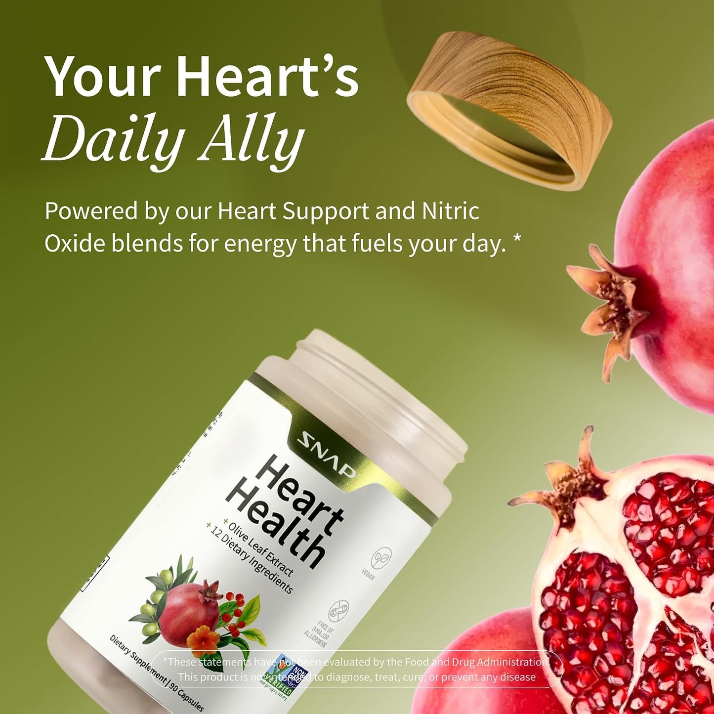Snap Supplements Heart Health Support Supplement with Beets, 90 Capsules | Botanical Support for Heart Health, Healthy Circulation, and Nitric Oxide Levels, Vegan, Non-GMO (Packaging May Vary)