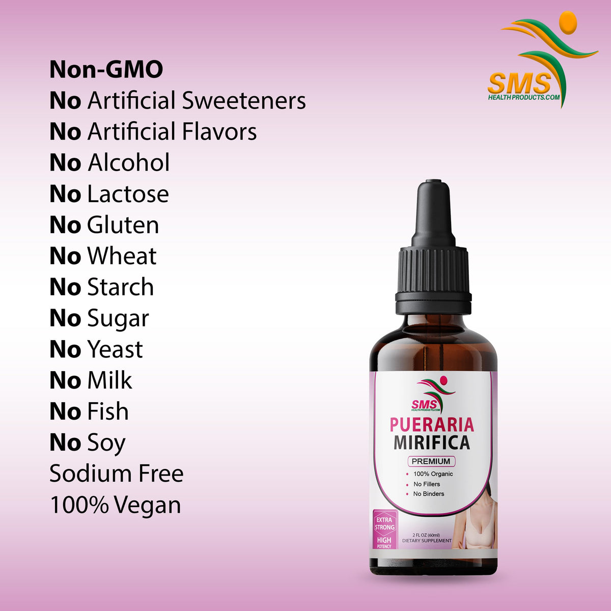 SMSHEALTHPRODUCTS.com Pueraria Mirifica Drops | Premium Grade | Herbal Liquid Extract | Non-GMO
