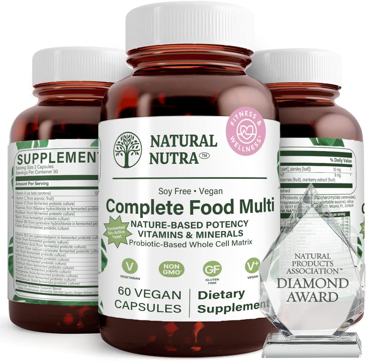 Natural Nutra Whole Food Complete Multivitamin, 60 Capsules | Mineral for Unisex, Energy Booster, Helps Maintain Bone Health, Improves Brain Function & Skin, Helps Enhance Immunity