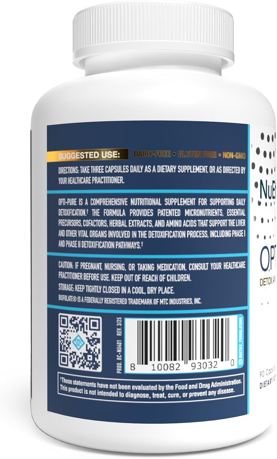 NuEthix Formulations Opti-Pure, Daily Nutritional Support for Detoxification Supplement, Supports Liver Function and Elimination of Toxins, 30 Serving Bottle