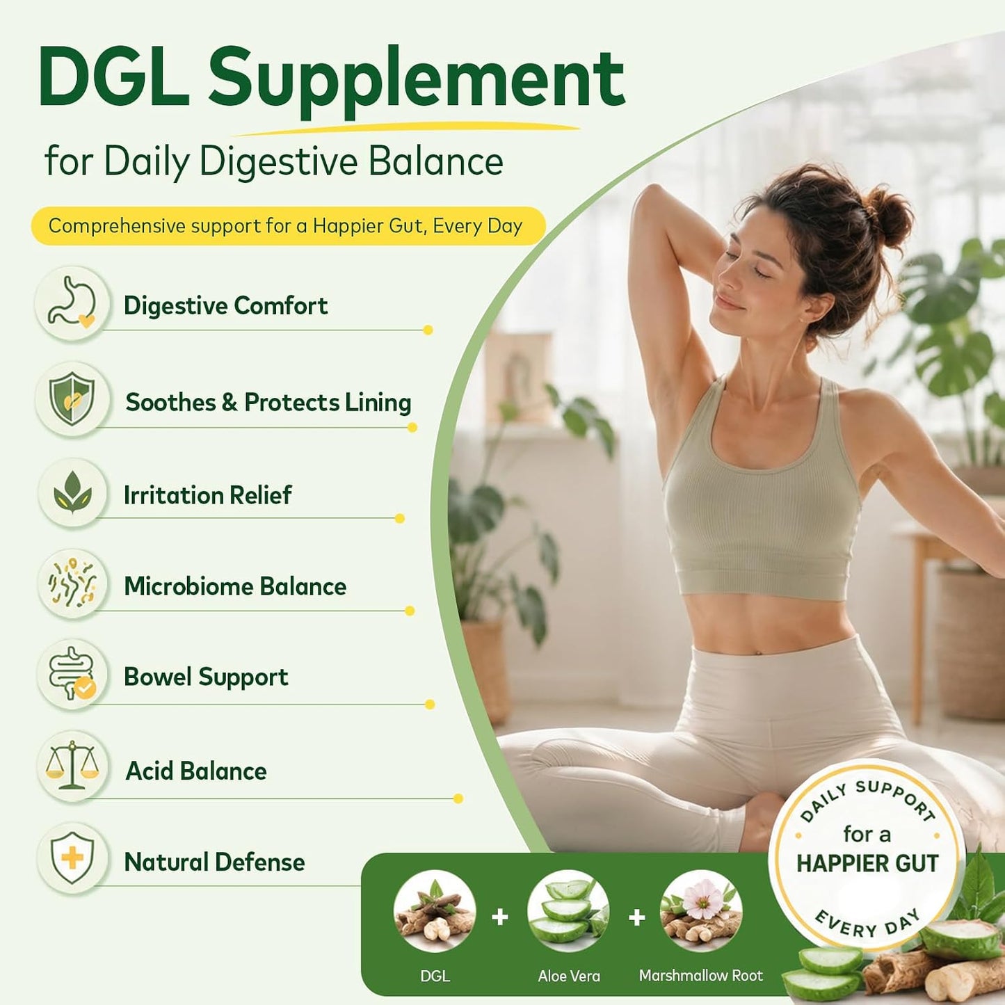 DGL Gummies - Deglycyrrhizinated Licorice Supplement for Stomach Relief & Digestive Comfort - with Aloe Vera & Marshmallow Root - Sugar Free, 60 Chewable Gummies