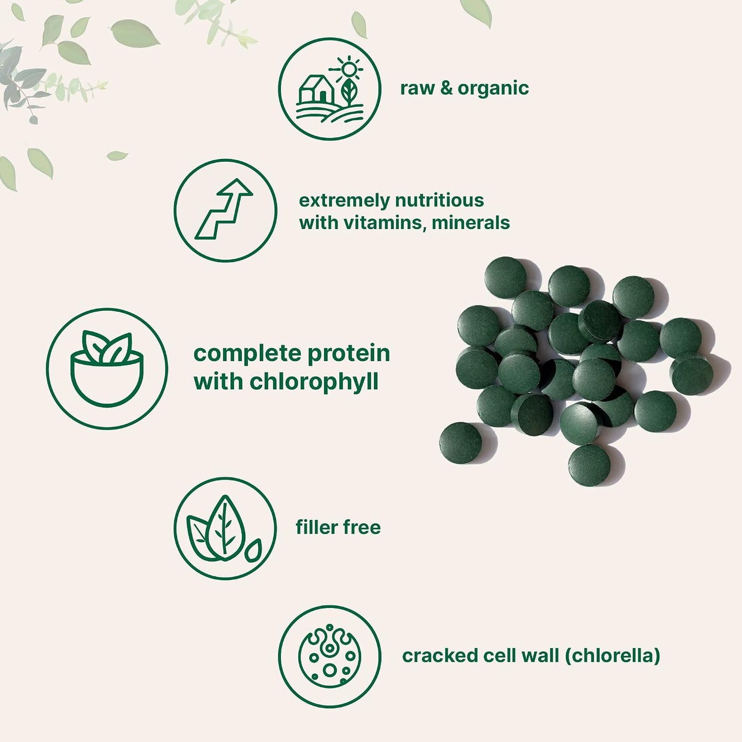 Micro Ingredients Organic Chlorella Spirulina 3000mg Tablets & Vitamin D3 5000iu + K2 100mcg Bundle 2 Pack | Cracked Cell Wall, Rich in Vegan Protein & Chlorophyll | Essential Sunshine Vitamins