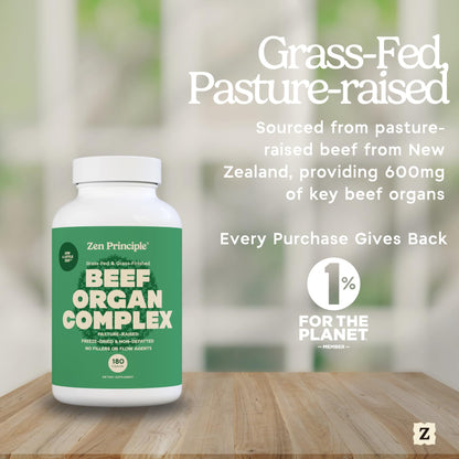 Zen Principle Grass Fed Beef Organs Supplement – Desiccated Liver, Heart, Kidney, Pancreas, Spleen, Intestine & Tripe/Stomach – Grass-Fed & Grass-Finished on the Natural Pastures of New Zealand 2-Pack