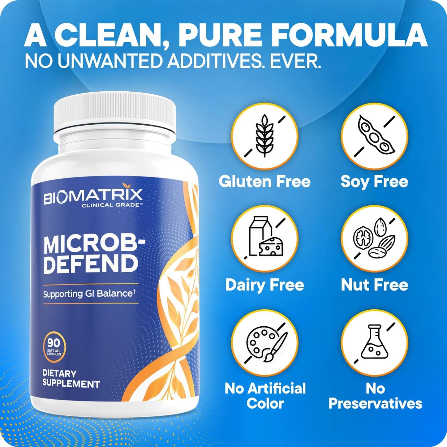Biofilm Disruptor, GI Repair Digestive Supplement for Men and Women, Oil of Thyme, Oregano & Clove, Gut Microbiome & Intestinal Health Support | Microb-Defend (90 Softgels)