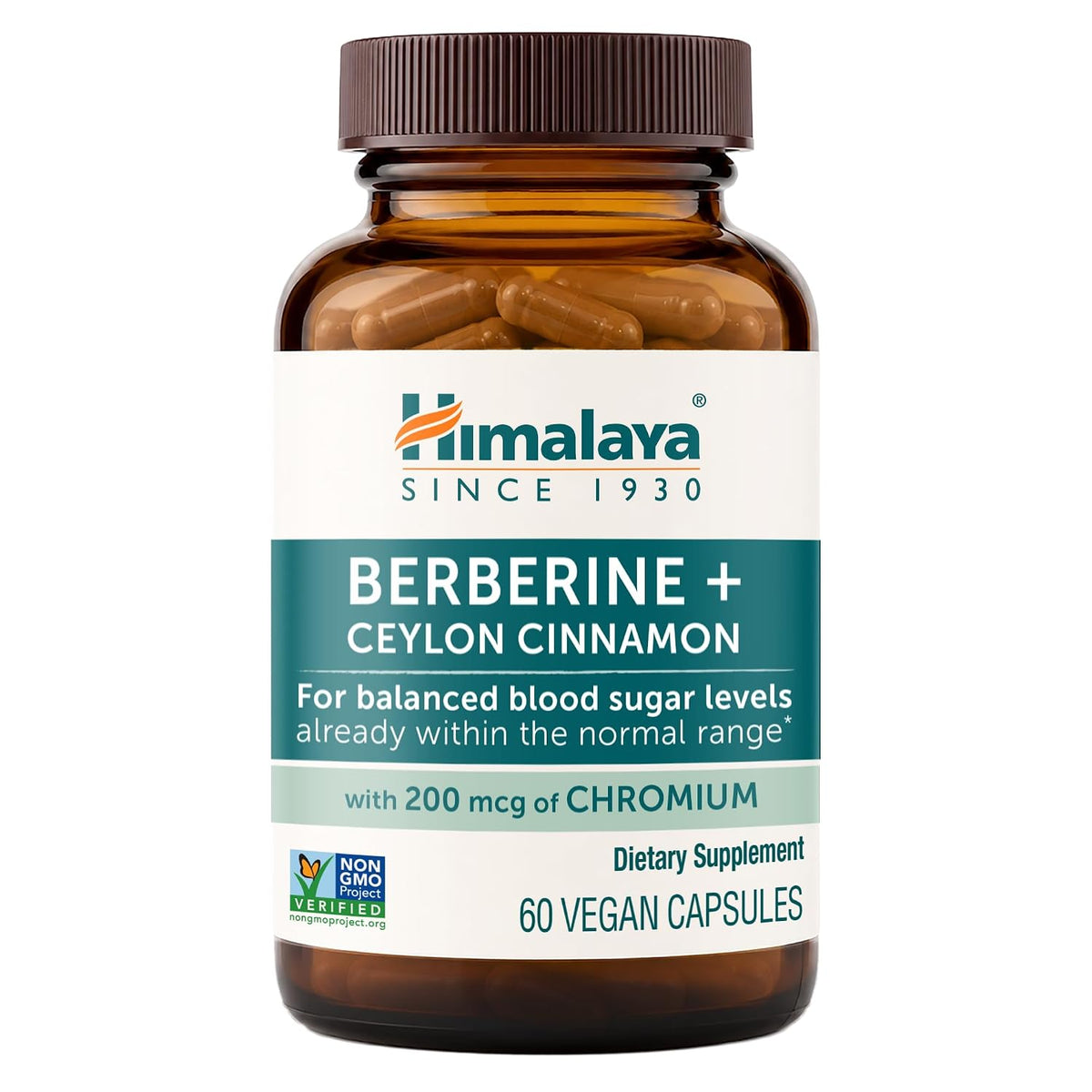 Himalaya Berberine with Ceylon Cinnamon+Chromium Picolinate,60 Caps