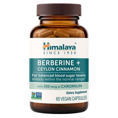 Himalaya Berberine with Ceylon Cinnamon+Chromium Picolinate,60 Caps
