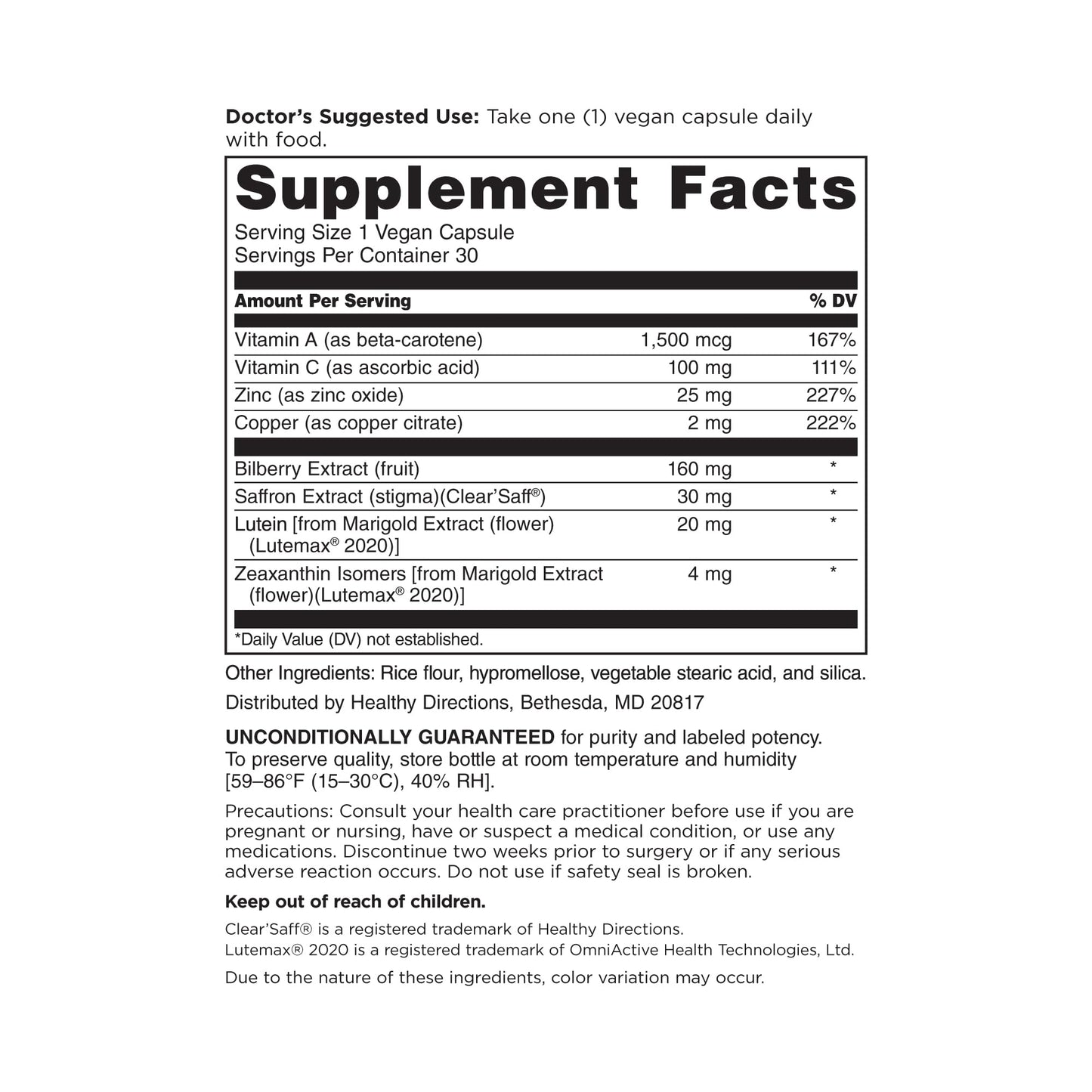 DOCTORS' PREFERRED Clinical-Grade OcuGold Eye Vitamins with Lutein