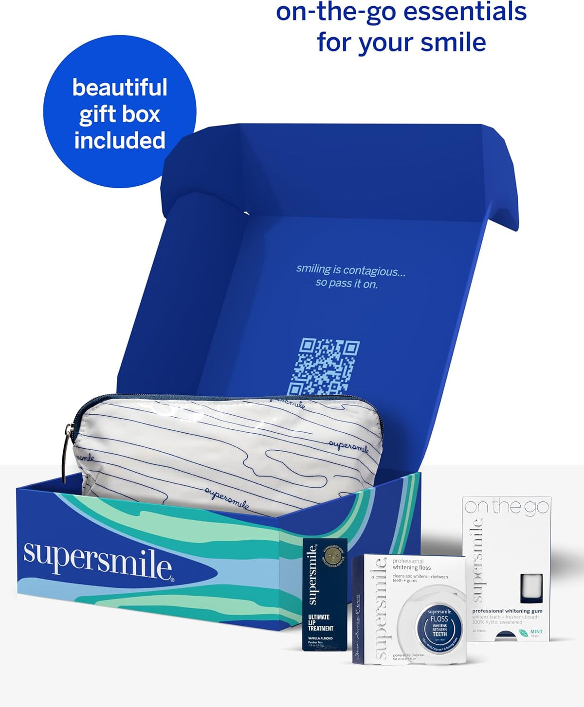 Supersmile Glow to Go Whitening Kit, Gum + Floss + Lip Balm, Travel
