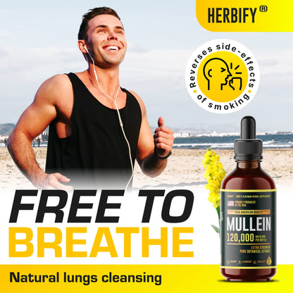 HERBIFY Mullein Drops - Lung Cleanse - Leaf Extract - Powerful Mullein for Immune Supp