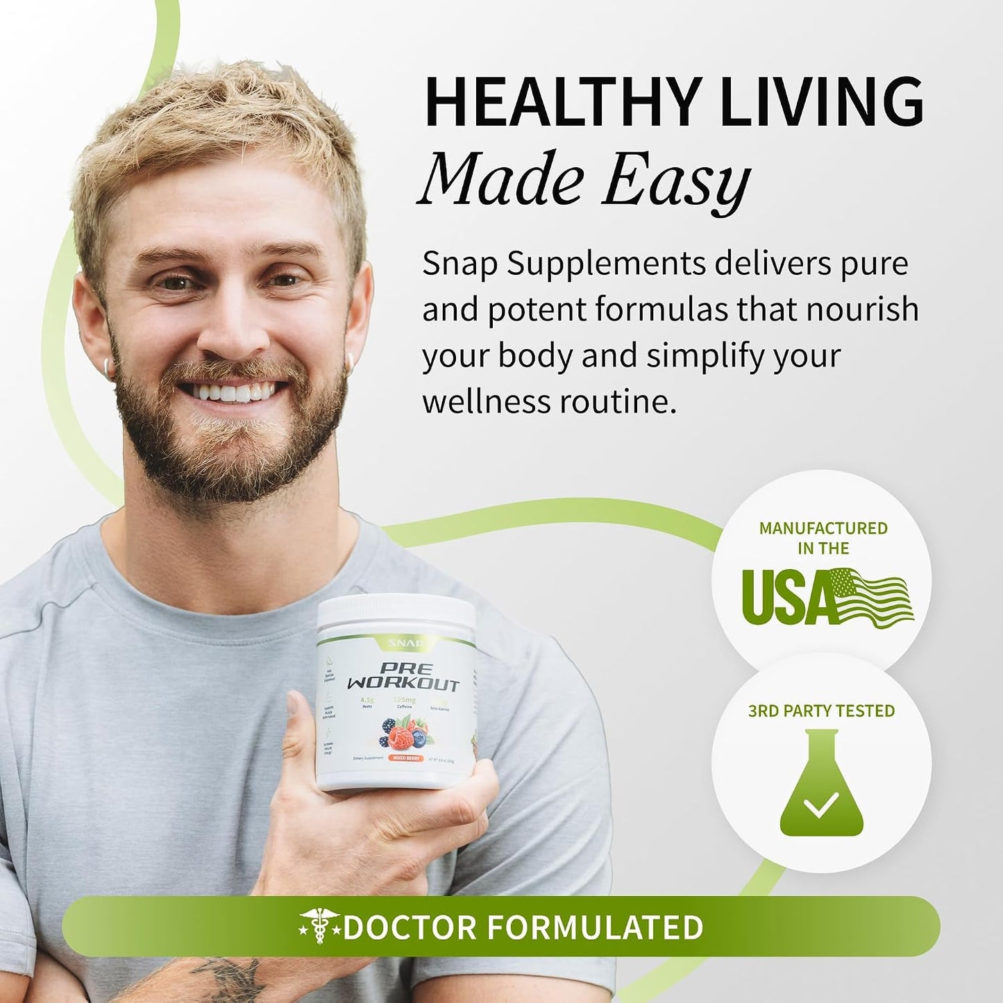 Snap Supplements Beet Root Powder Natural Pre Workout for Men Women, 30 SRV | Plant-Based Energy, Nitric Oxide , Blood Flow, & Endurance Support - Clean Pre Workout for Active Adults, Vegan, Sugar-Free