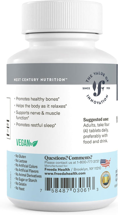 FREEDA Magnesium Citrate Powder for Bone, Joint, & Muscle Support 100 Count | Supports Nerve Health, Relaxation, Sleep, Metabolism, & Digestive Function – Kosher, Vegan, Gluten-Free, Made in USA