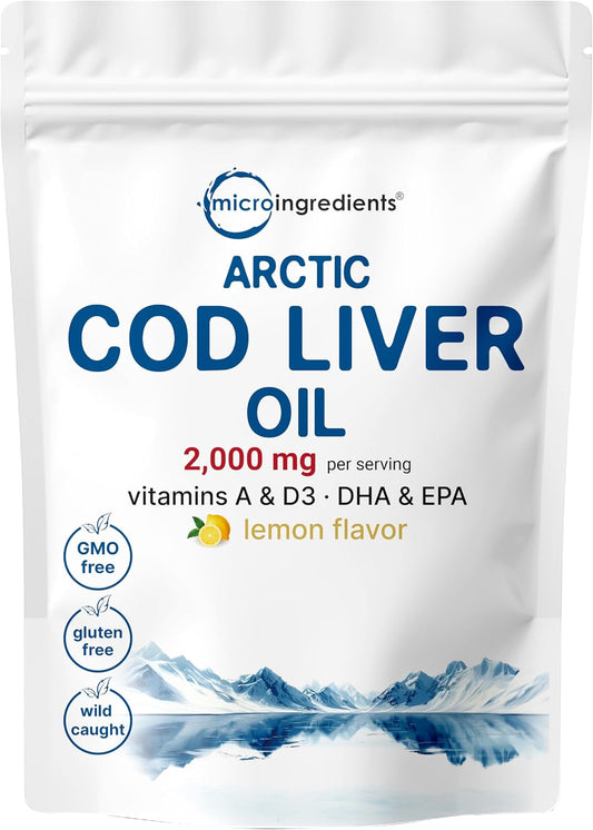 Cod Liver Oil 2,000mg Per Serving, 360 Softgels | Burpless Lemon Flavored – Rich in Omega 3, Vitamins A & D3, EPA, DHA | Wild Caught Arctic Deep Sea Fish | Heart, Brain, & Immune Supplement