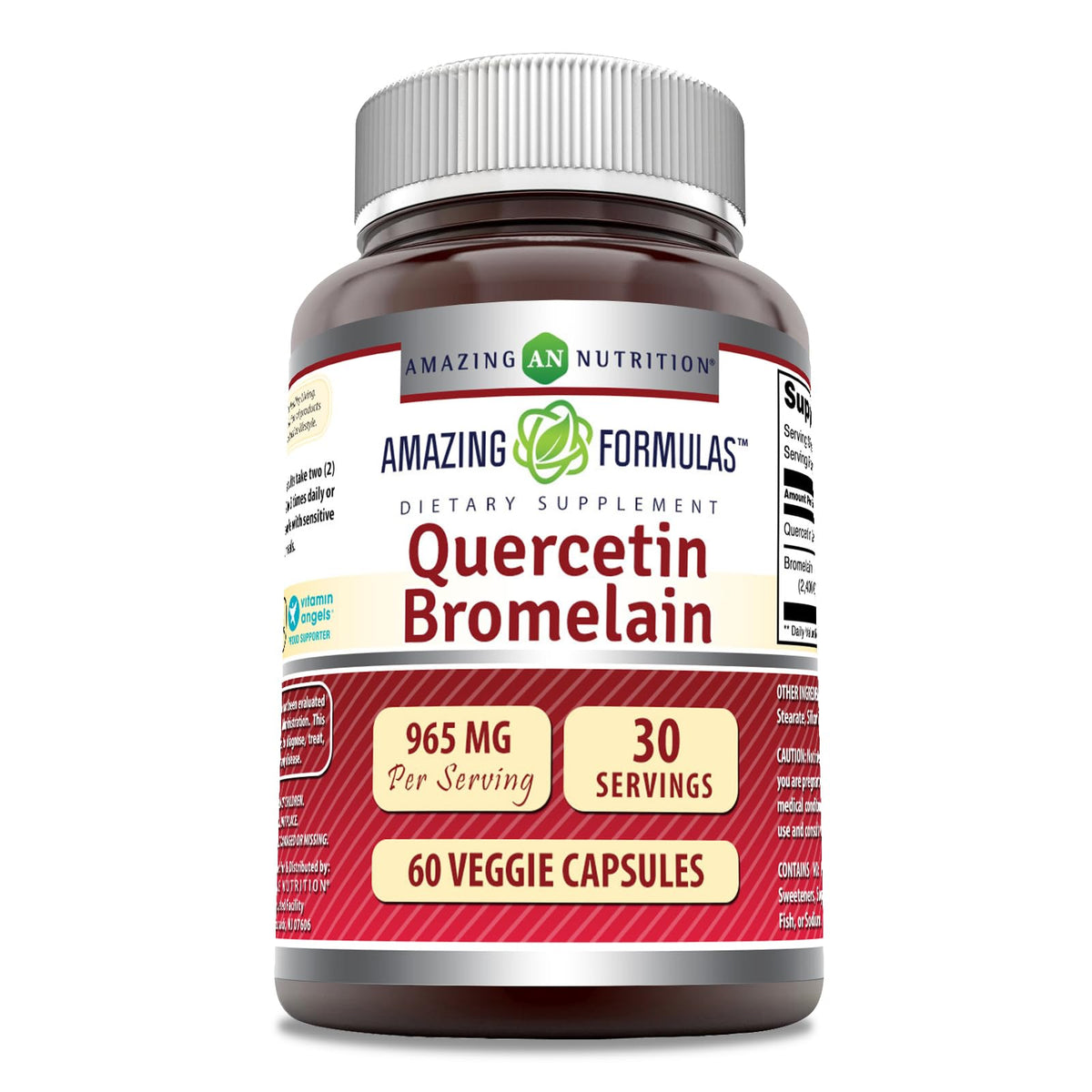 Amazing Formulas Quercetin 800mg with Bromelain 165mg, 120 Veggie Capsules Supplement | Non-GMO | Gluten Free | Made in USA