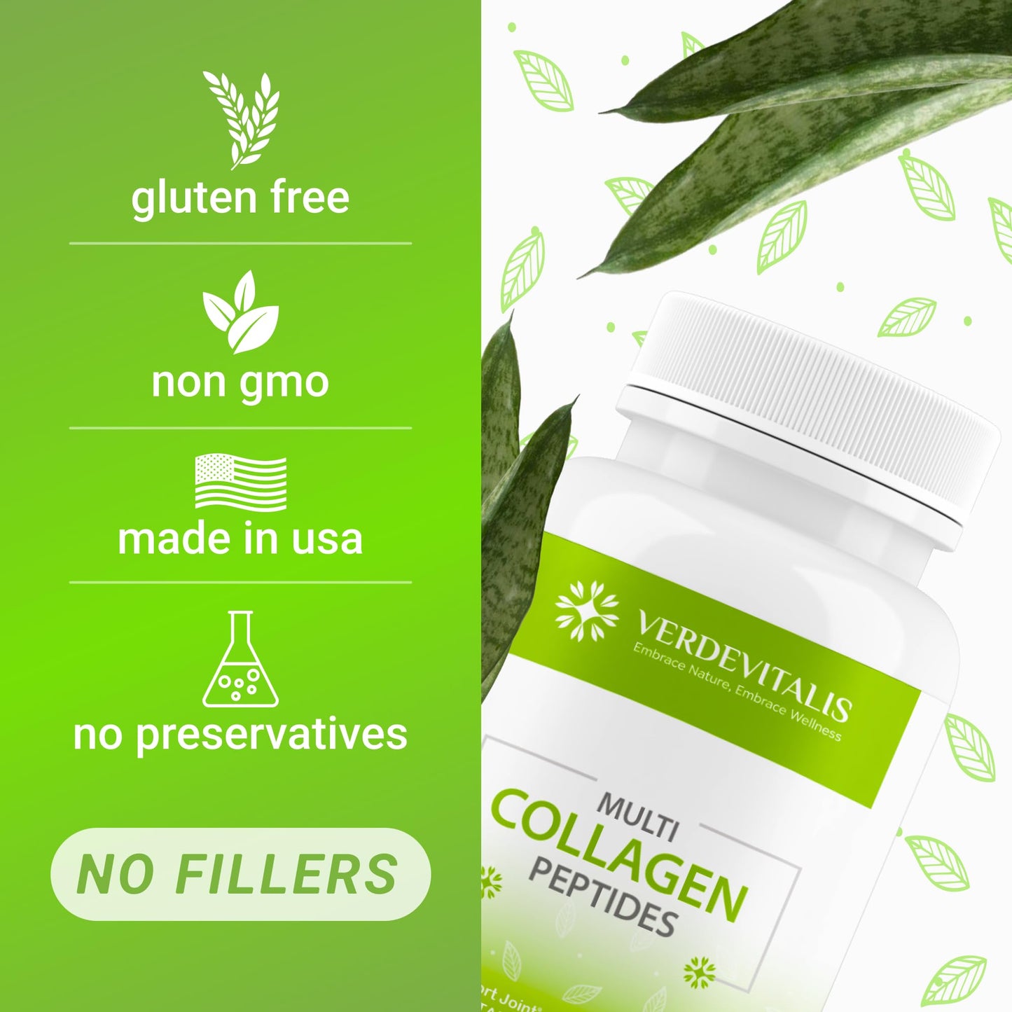 Fish Collagen Peptides Capsules – 100 Capsules | Fish Collagen Peptides | Supports Hair, Skin, Nails, Joints & Bones | Gluten-Free, Non-GMO | Made in USA