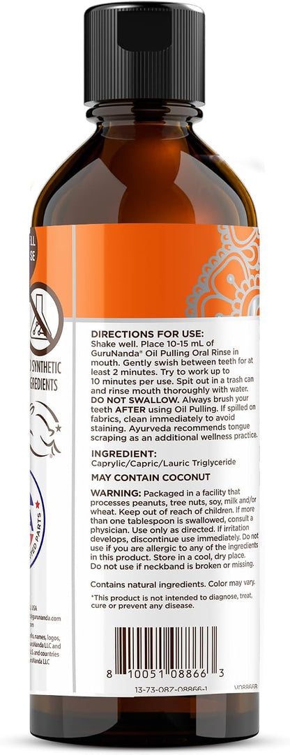 GuruNanda Coconut Oil Pulling, Fluoride & Alcohol Free Mouthwash, 8oz