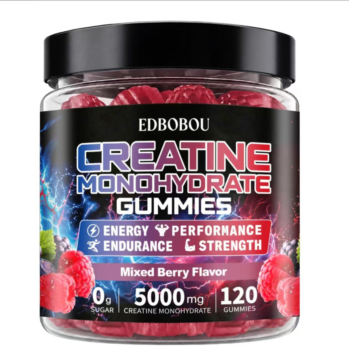 Creatine Monohydrate Gummies, 5000mg Zero Sugar, 120 Counts Chewable Workout Supplement for Men & Women