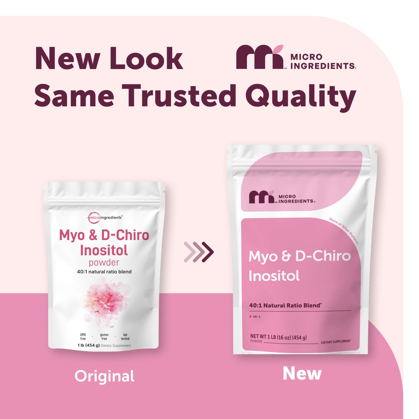 Micro Ingredients Myo-Inositol & D-Chiro Inositol Powder 1lb, 221 Servings | 40:1 Ideal Ratio Inositol Supplement for Women* | Support Hormonal Balance & Ovarian Health* | Non-GMO, Vegan, Filler-Free