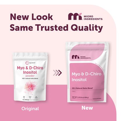 Micro Ingredients Myo-Inositol & D-Chiro Inositol Powder 1lb, 221 Servings | 40:1 Ideal Ratio Inositol Supplement for Women* | Support Hormonal Balance & Ovarian Health* | Non-GMO, Vegan, Filler-Free