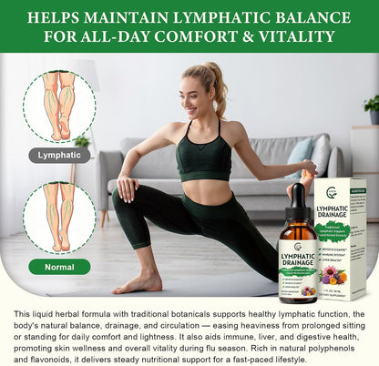 GORNVB Lymphatic Drainage Drops, Lymphatic Drainage Supplements with Echinacea, Cleavers, Dandelion, Red Clover, Horse Chestnut for Swelling Relief, Heavy Legs, Immune & Detox Support, Vegan, 2 fl oz