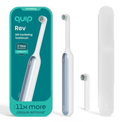 Quip Rev Oscillating Electric Toothbrush, Mirror Mount, Travel, Blue Stone