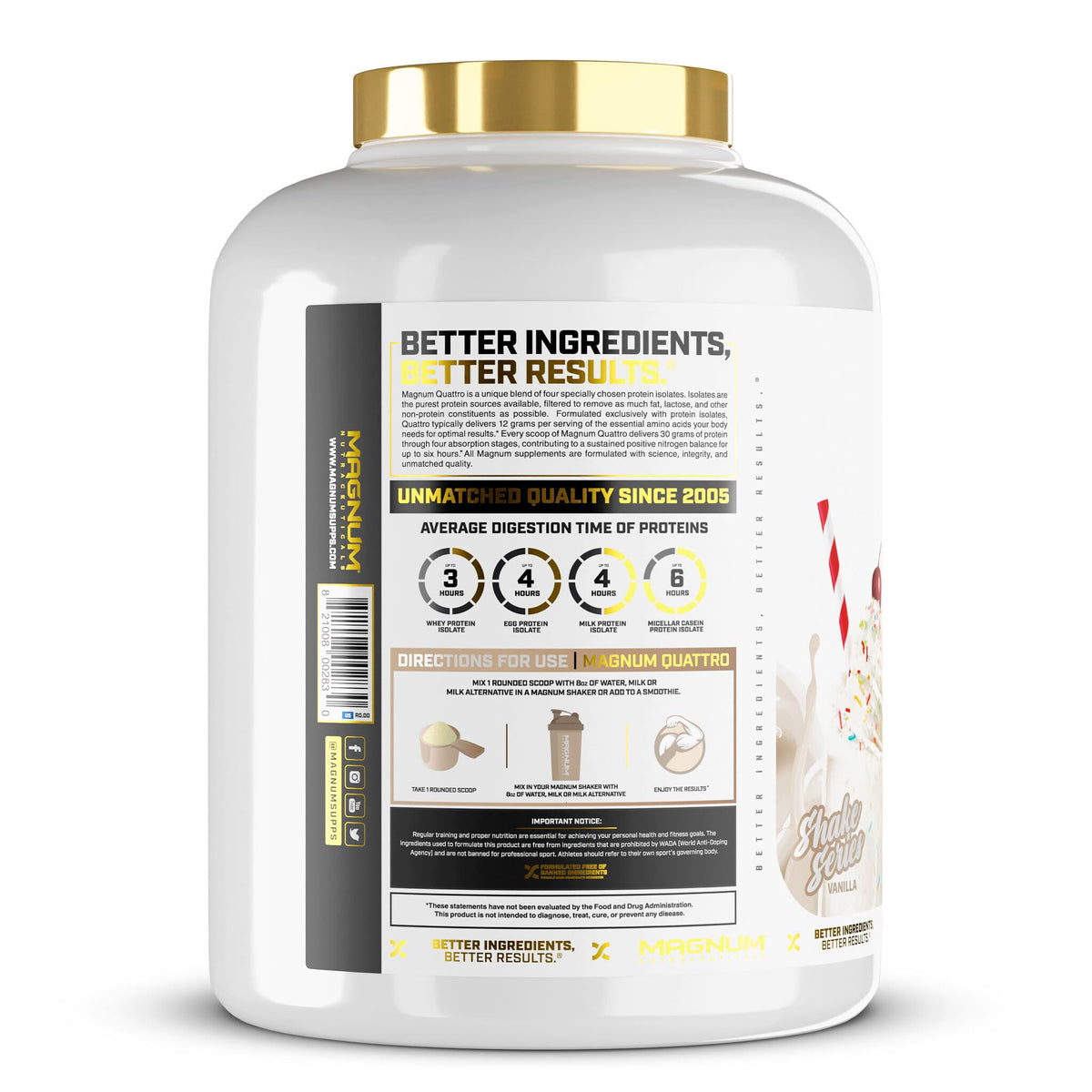 QUATTRO Magnum Nutraceuticals Vanilla, 4.5lb - May Support Muscle Growth & Recovery