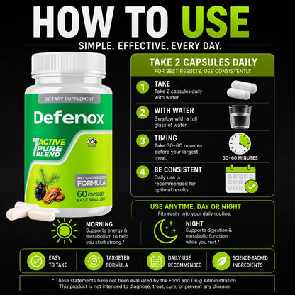 Defenox Capsules, Official Defenox 7 Active Pure Blend Formula, 60 Capsules