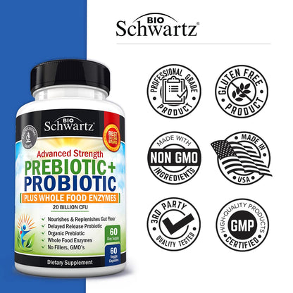 Prebiotics and Probiotic with Whole Food Enzymes for Adults Women & Men