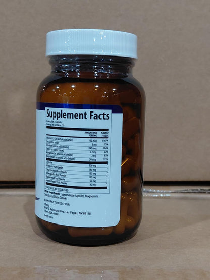 1 Body Thyroid Support for Women, No Added Iodine Formula, 60 Vegan Caps