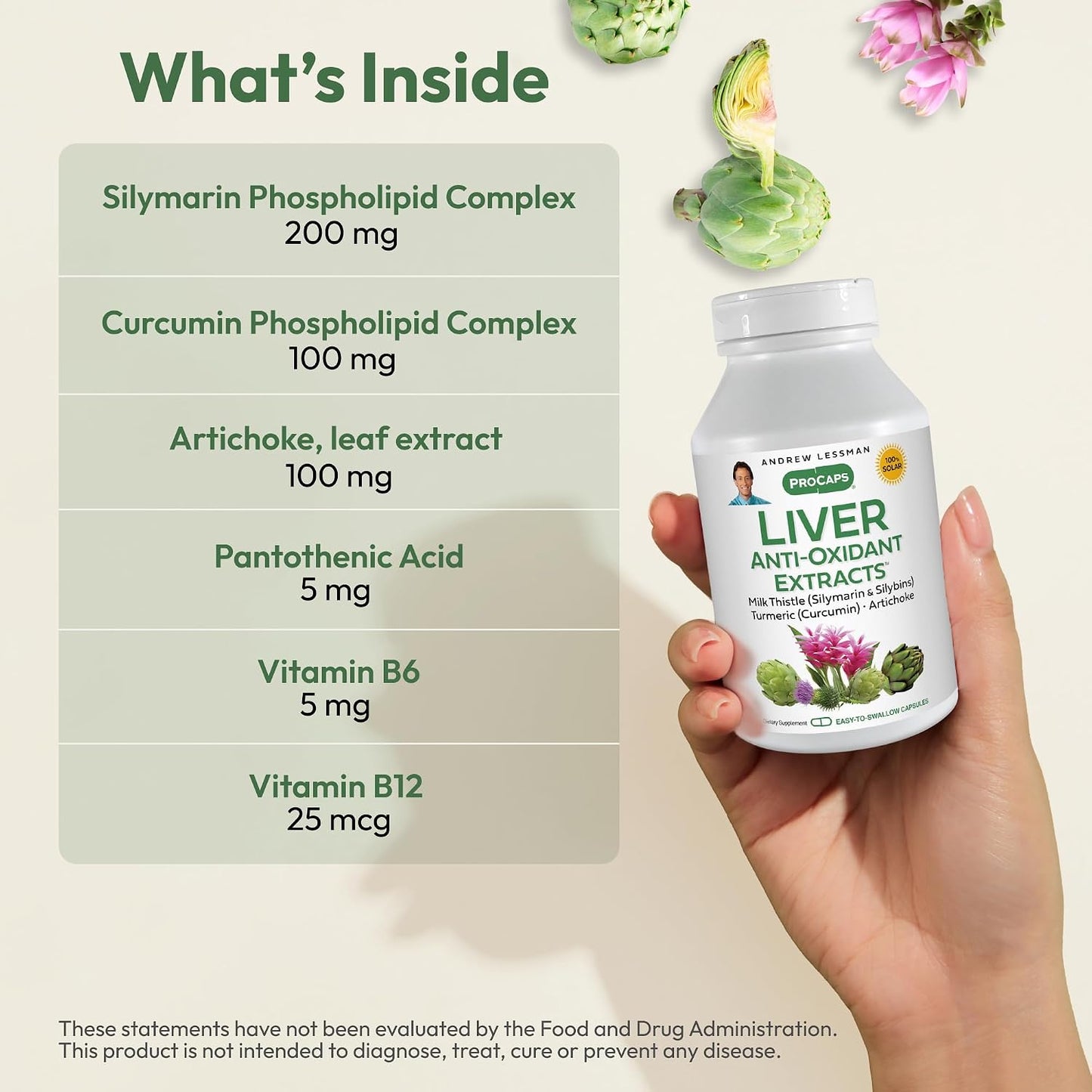 Andrew Lessman Liver Anti-Oxidant Extracts 60 Capsules | Milk Thistle & Curcumin phospholipid complexes for enhanced absorption. Includes Artichoke & B Vitamins.
