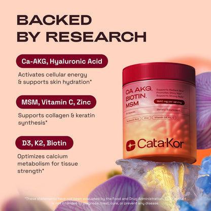 Cata-Kor NMN Supplement 1000mg & Calcium AKG Complex - NAD+ Supporing Supplement with TMG, Quercetin & MSM, Hyaluronic Acid & Biotin Collagen Support Beauty Complex