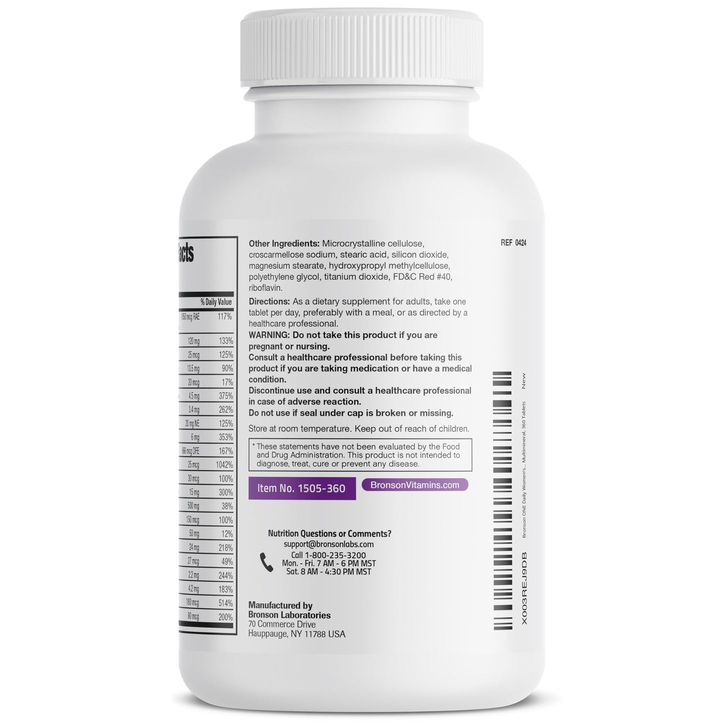 Bronson ONE Daily Women 50+ Complete Multivitamin Multimineral, 180 Tablets | Once-Daily, Targeted Nutrition For Active Women Over 50, Non-GMO, Gluten-Free, Soy-Free