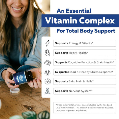 BioActive Vitamin B Complex - Blood Stream Ready, Methylated B Complex - Featuring Methylfolate, 3 BioActive Forms of B12, BenfoPure® B1 & Pantesin® B5 - 12 B Vitamins in Clinical Doses - 60 Servings