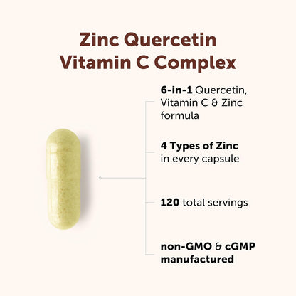 Micro Ingredients Quercetin with Vitamin C & Zinc, 240 Capsules | 6‑in‑1 Formula with Quercetin, Vitamin C & 4 Zinc Forms (Picolinate, Citrate, Glycinate, Gluconate) | Non‑GMO