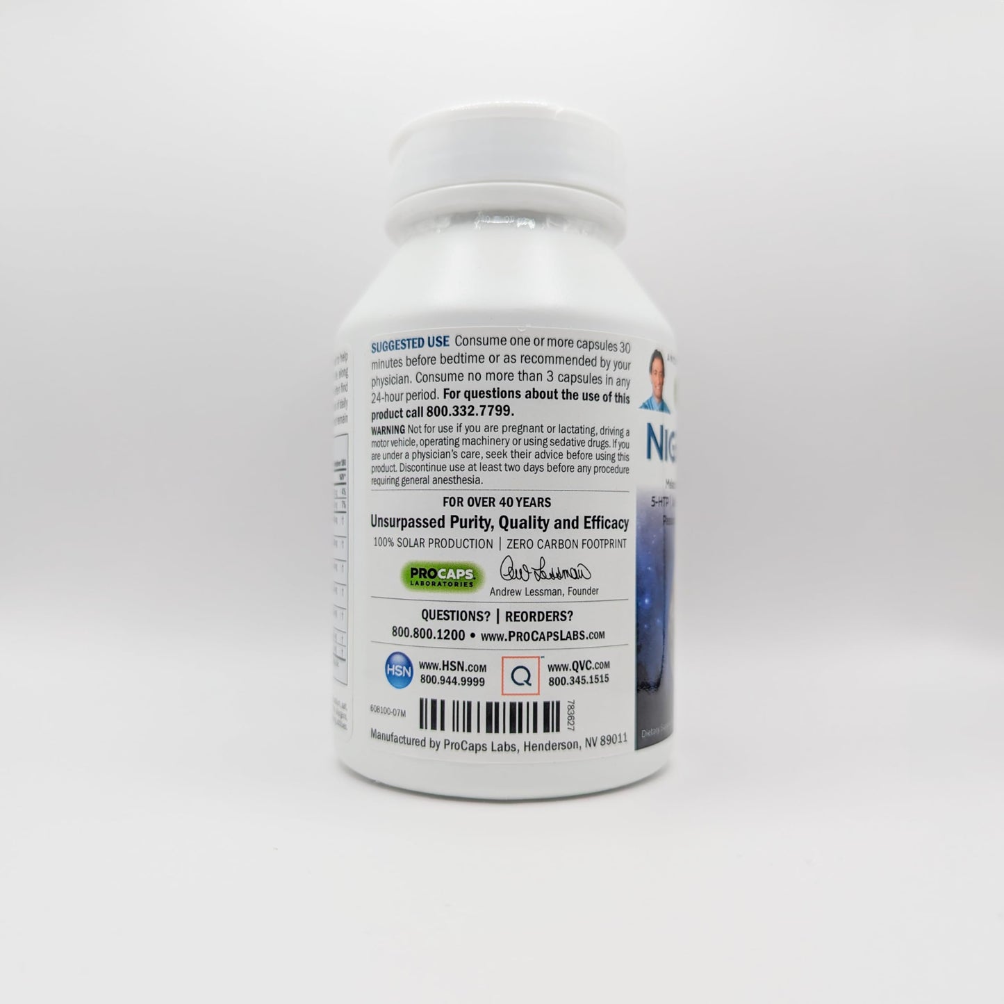 Andrew Lessman ProCaps Night Time Sleep Support 3mg Melatonin 60 Capsules | 3mg Melatonin with 5-HTP, Ashwagandha & five calming botanicals. Designed for restful sleep without morning grogginess.