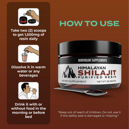 Pure Himalayan Shilajit Resin Supplement | 1500mg + 40% Fulvic Acid (Maximum Potency)