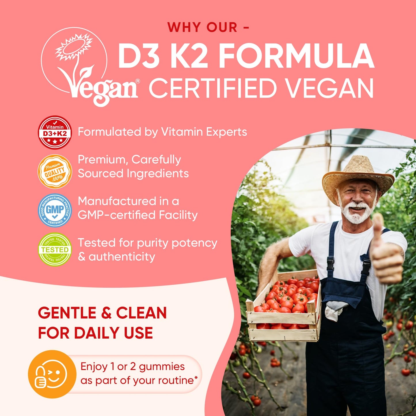 Vitamin D3 K2 Gummies 5000IU / 10,000 IU with 500mg Calcium + K2 (MK-7), Magnesium, Vitamin C & Zinc, For GLP-1 Users, Extra Strength - Ultimate Absorption for Bones, Muscles & Teeth, Vegan, 60Count